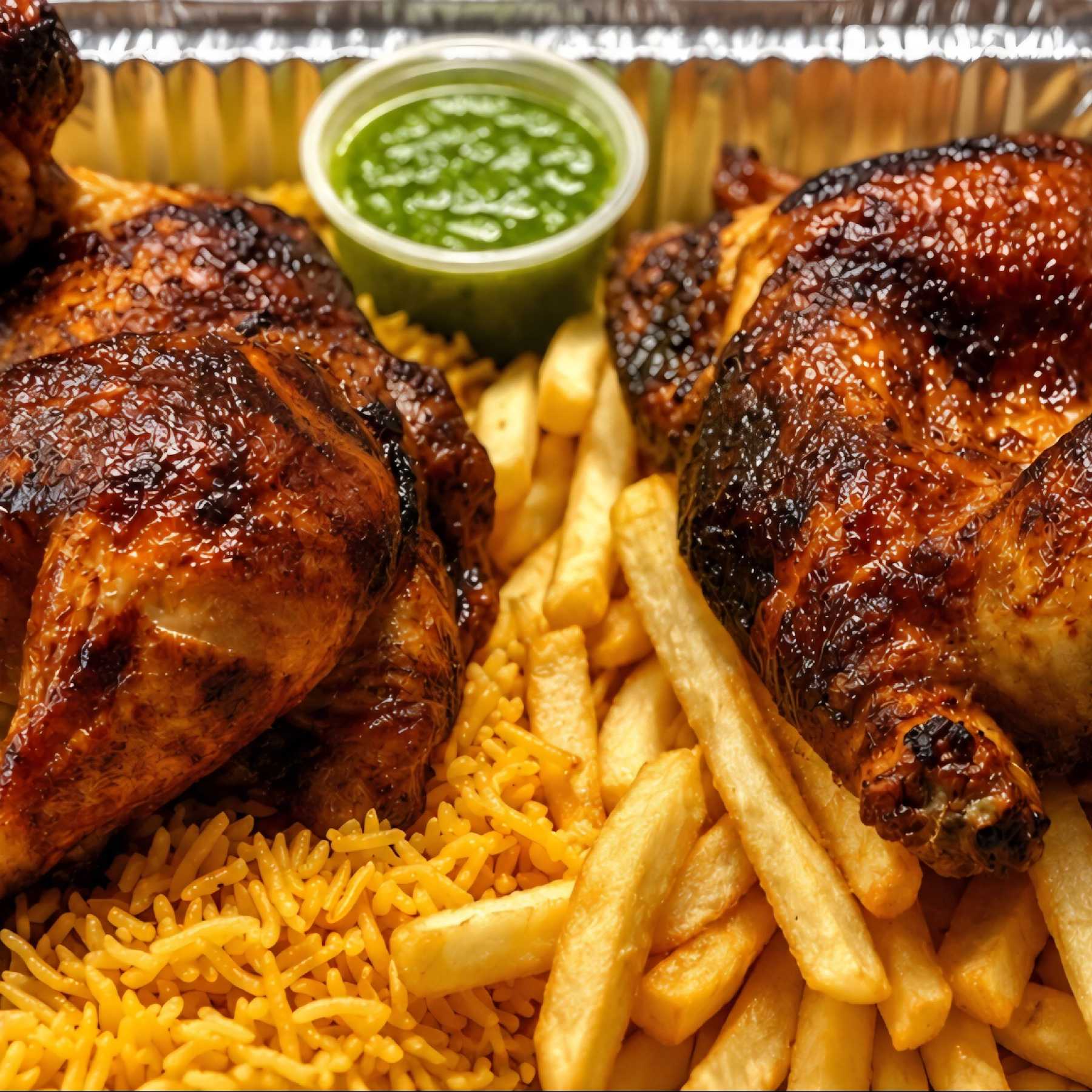 Half Rotisserie Chicken Combo at Krispy's Halal in Chicago Ridge